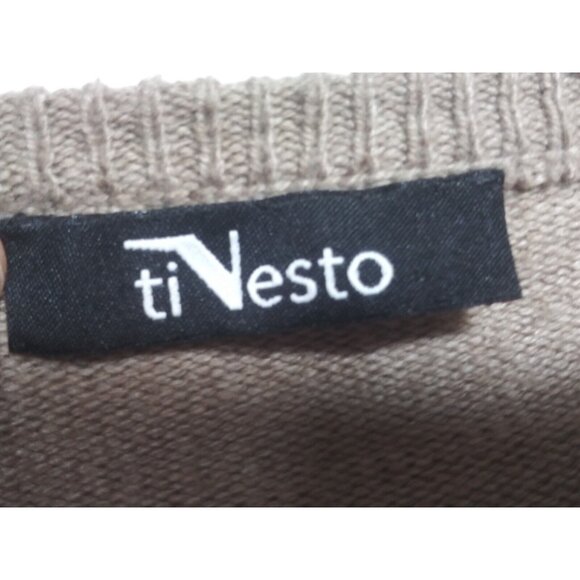 Women's Poncho Cape Sweater S/M Tan Lightweight Knit Cashmere blend Ti Vesto EUC - Picture 6 of 7